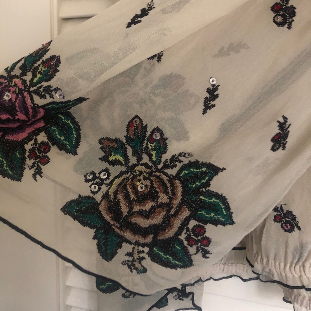 Free People | Off Shoulder Sheer Embroidered Top